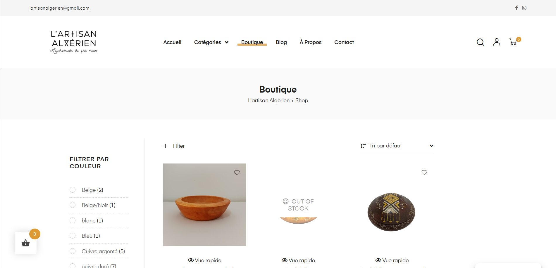 Aperçu site client l'artisan algérien